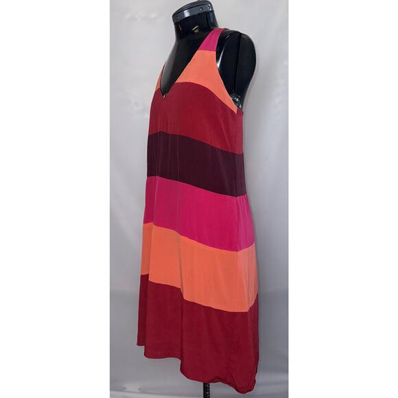BCBG Max Azria Red Orange Stripe V-Neck Tank Dress Size XS - Picture 3 of 6